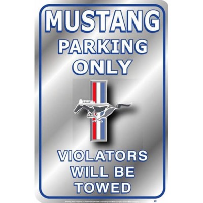 Enseigne en métal Mustang Parking Only Argent 11'' x 17''